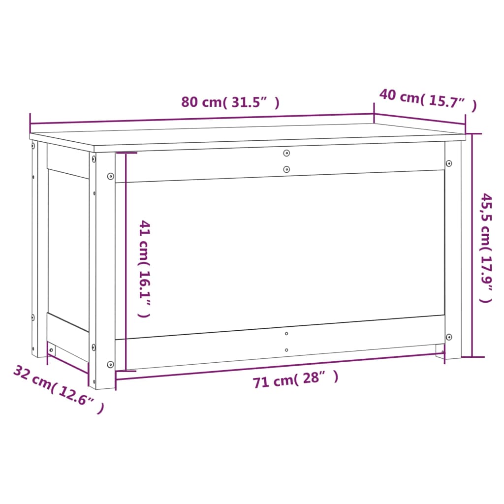 vidaXL Škatla za shranjevanje rjava 80x40x45,5 cm trdna borovina