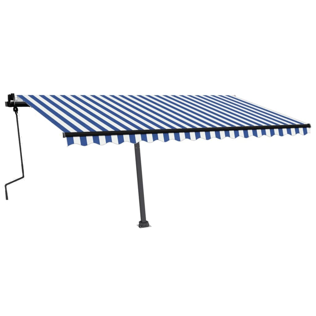 vidaXL Ročno zložljiva tenda z LED lučkami 450x350 cm modra in bela