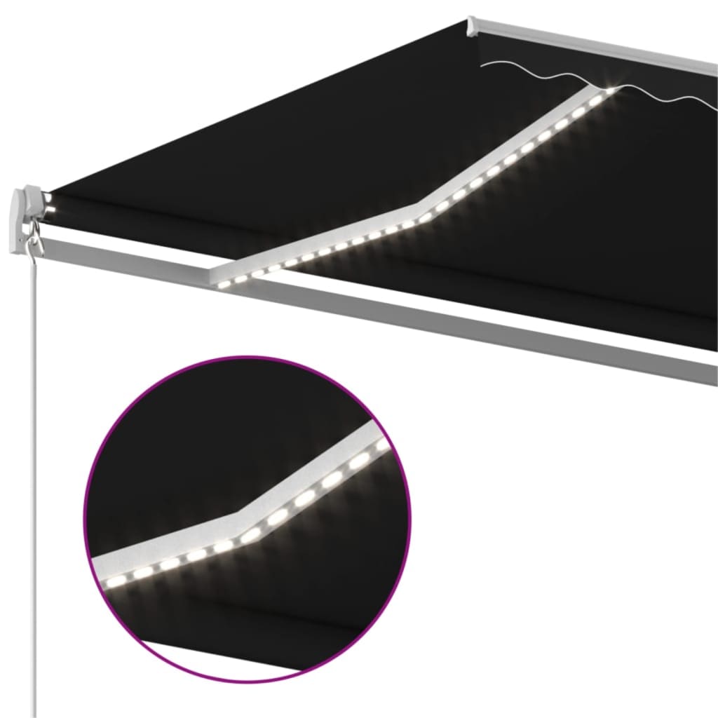 vidaXL Ročno zložljiva tenda z LED lučmi 600x350 cm antracitna