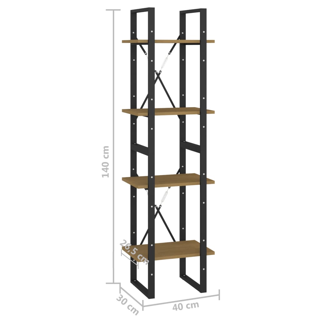 vidaXL Knjižna omara 4-nadstropna 40x30x140 cm trdna borovina