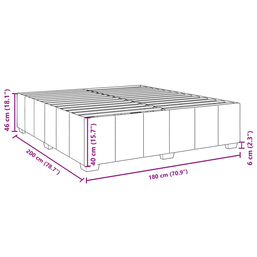 vidaXL Posteljni okvir brez vzmetnice temno rjav 180x200 cm blago