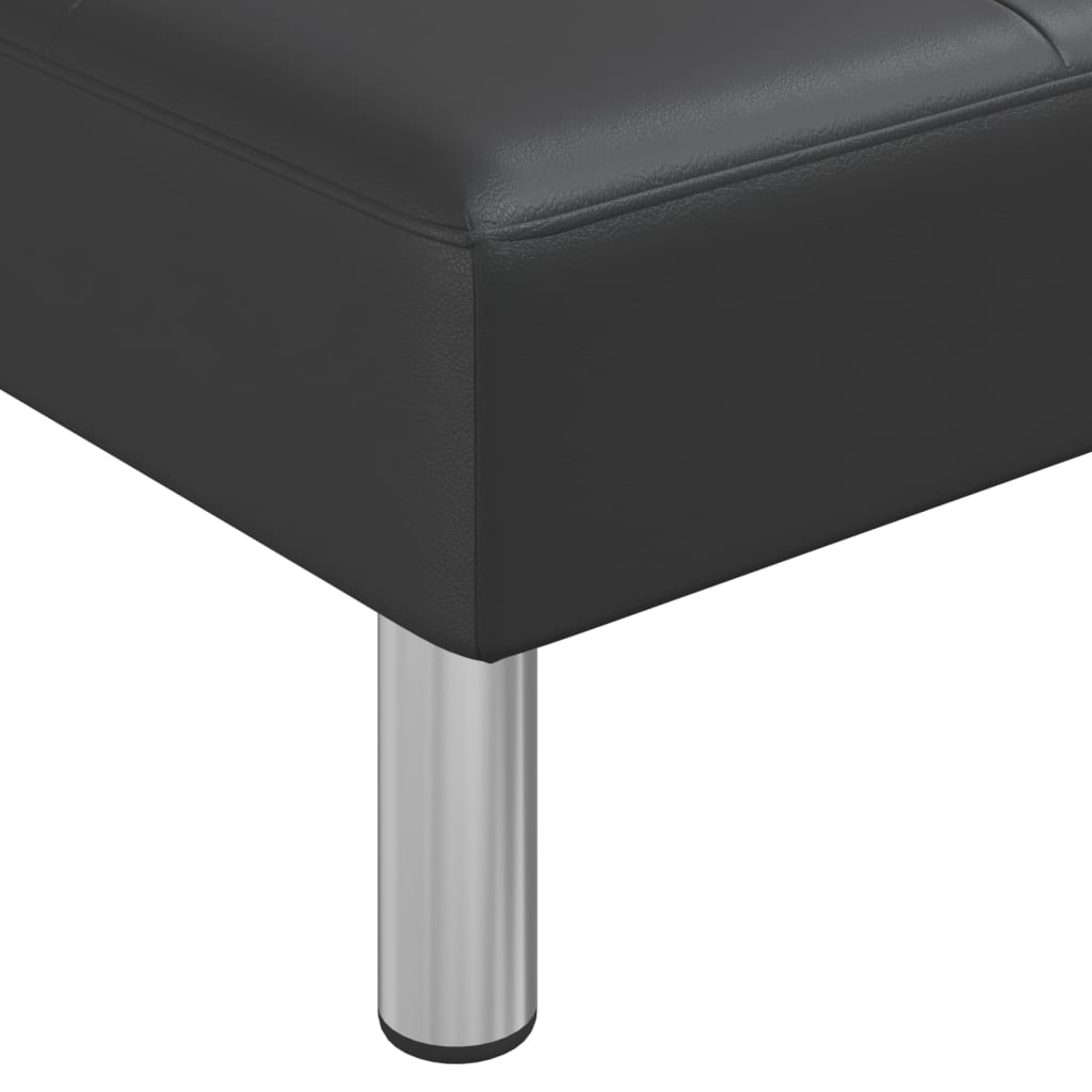 vidaXL Raztegljiv kavč L oblike črn 255x140x70 cm umetno usnje
