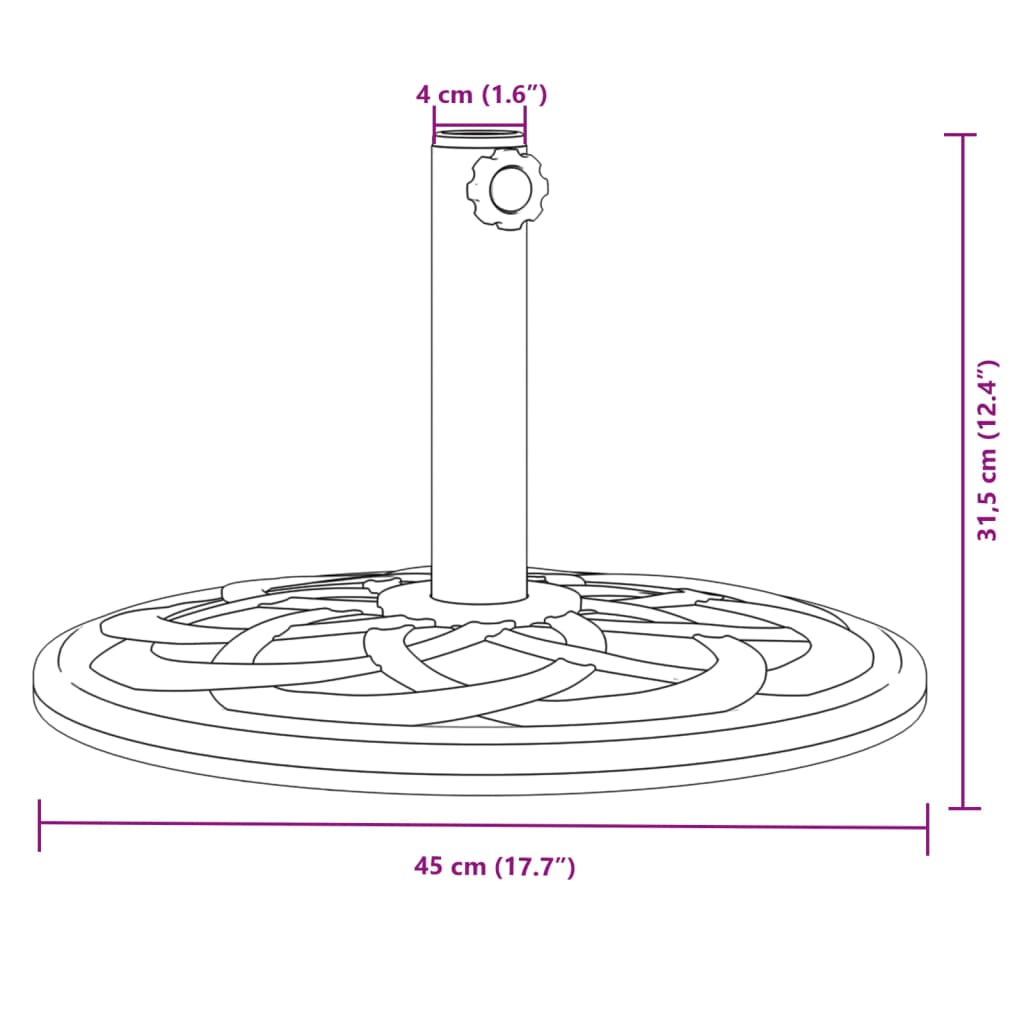 vidaXL Podstavek za senčnik za Ø38/48 mm palice 12 kg okrogel