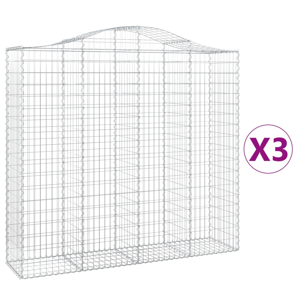 vidaXL Obokane gabion košare 3 kosi 200x50x180/200 cm pocinkano železo