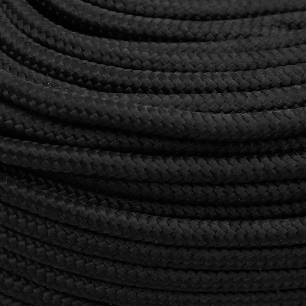 vidaXL Vrv za čoln popolnoma črna 6 mm 50 m polipropilen
