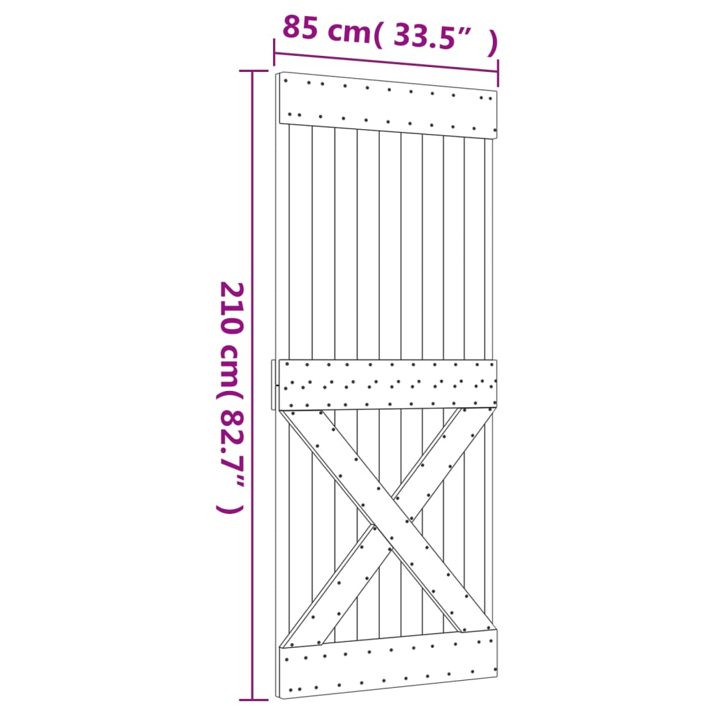 vidaXL Drsna vrata s kompletom vodil 85x210 cm trdna borovina