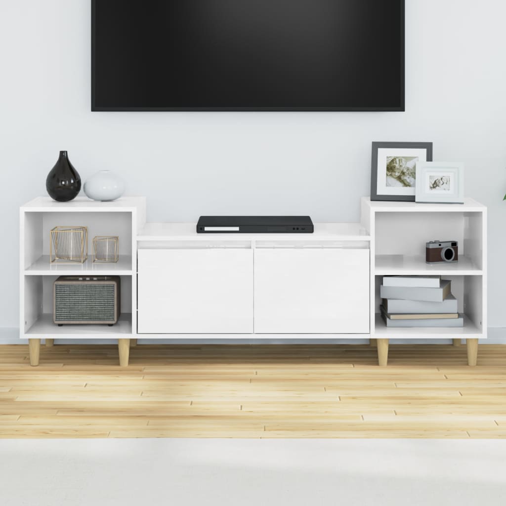 vidaXL TV omarica visok sijaj bela 160x35x55 cm inženirski les