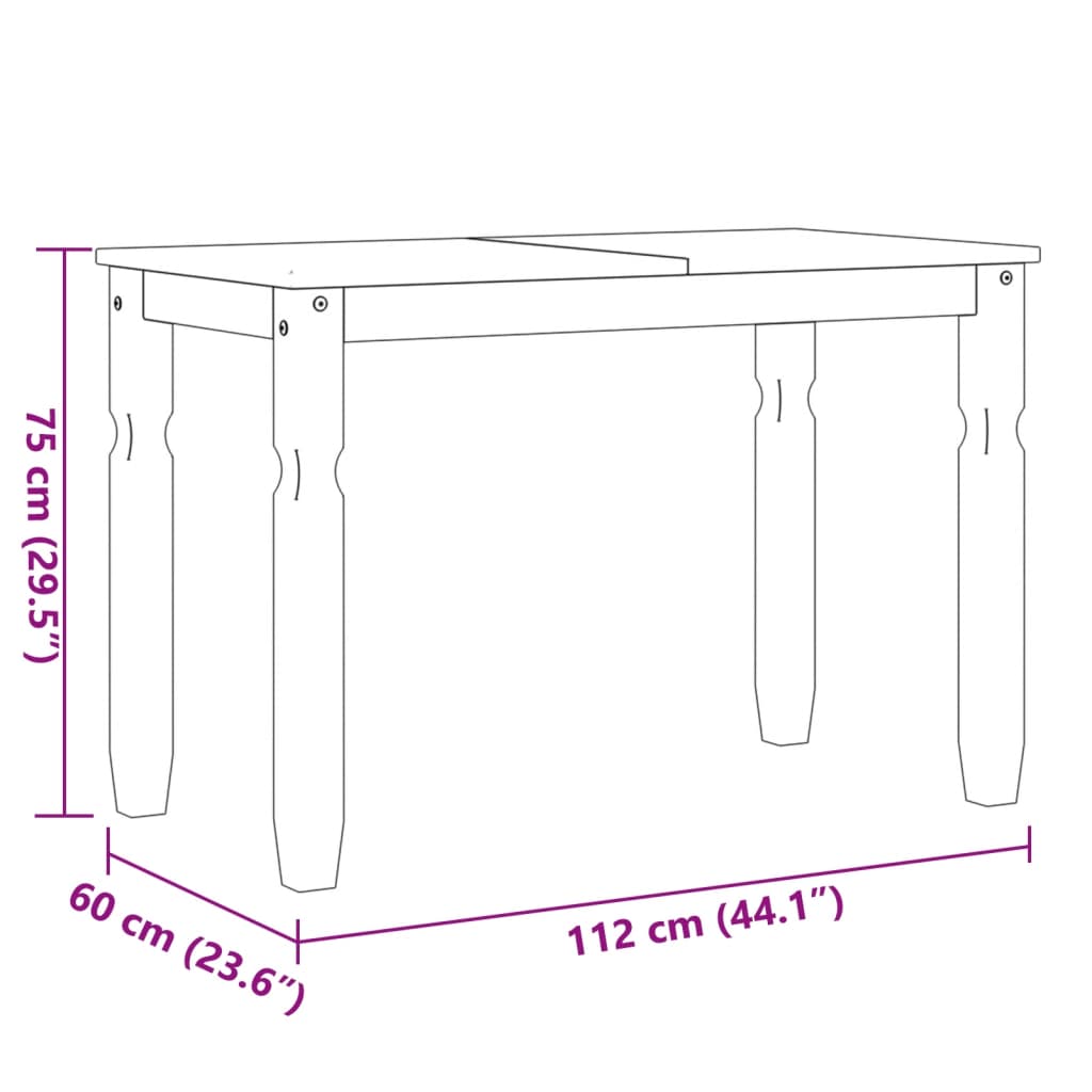 vidaXL TV omarica Corona 112x60x75 cm trdna borovina