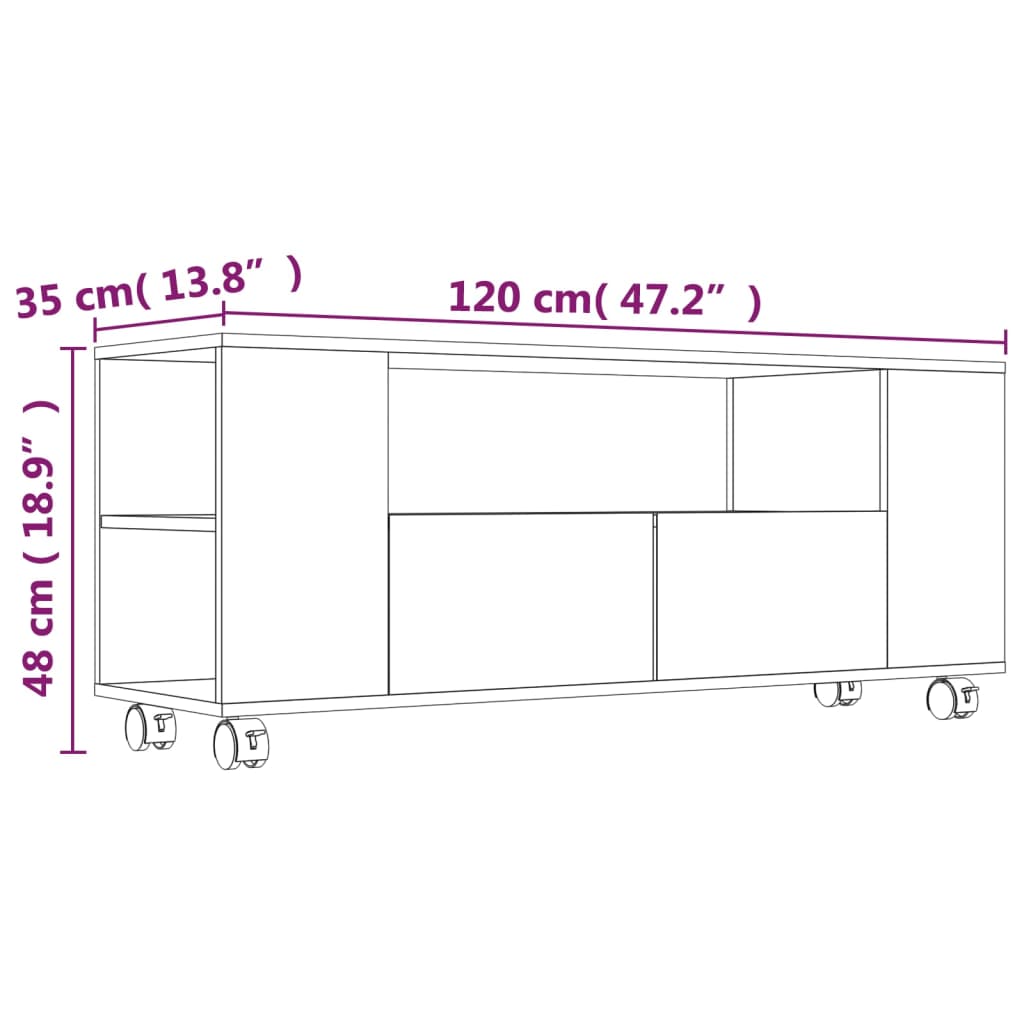 vidaXL TV omarica črna 120x35x48 cm konstruiran les