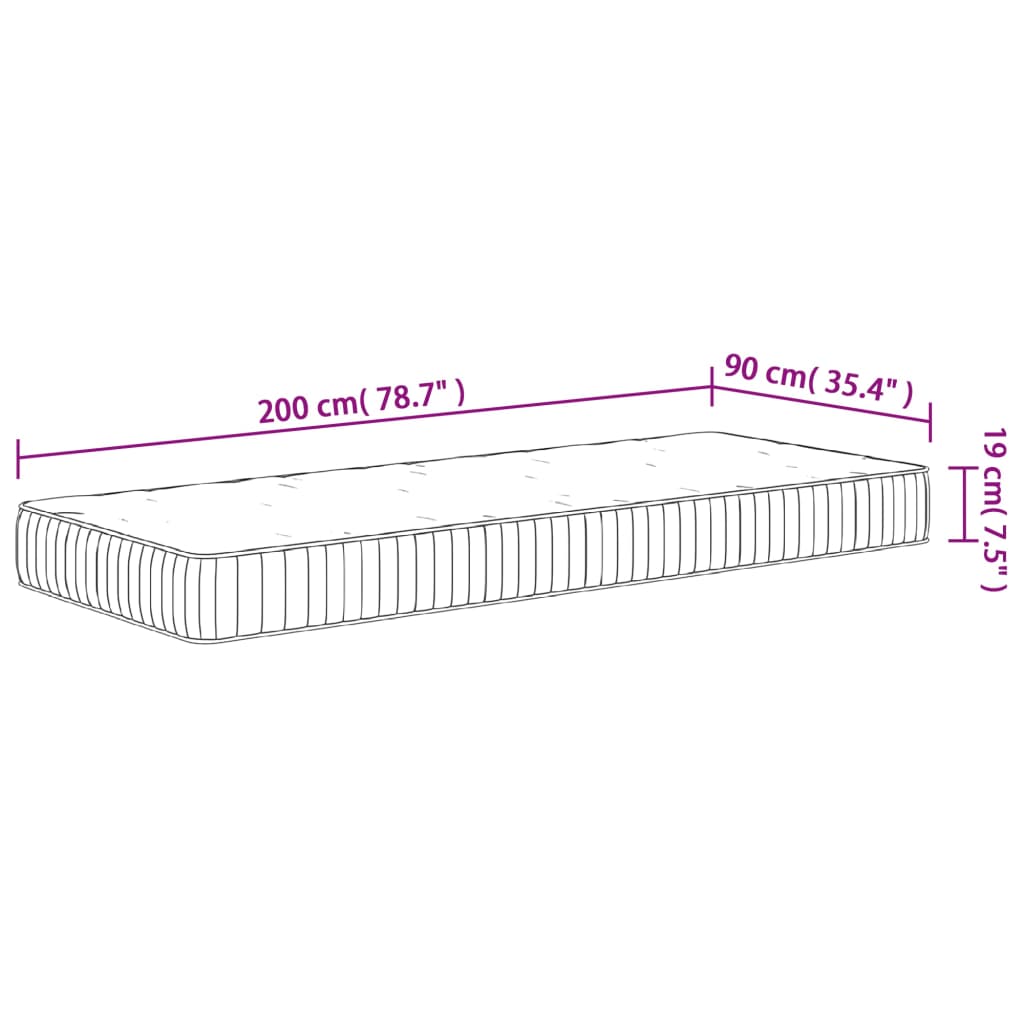 vidaXL Vzmetnica z žepkastim vzmetenjem srednja 90x200 cm