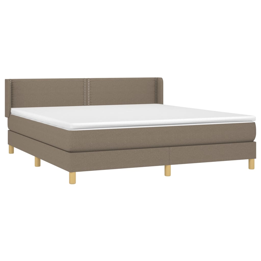 vidaXL Box spring postelja z vzmetnico taupe 160x200 cm blago