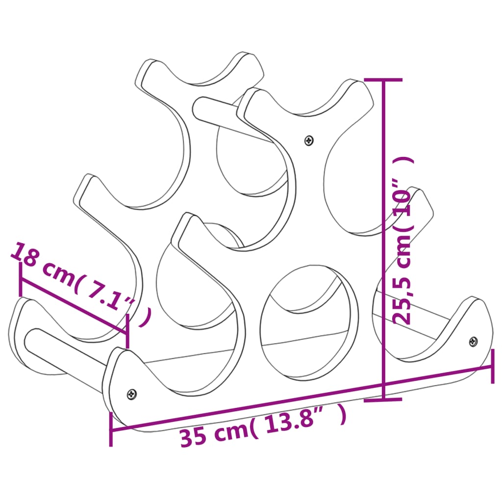 vidaXL Stojalo za vino za 6 steklenic 35x18x25,5 cm bambus