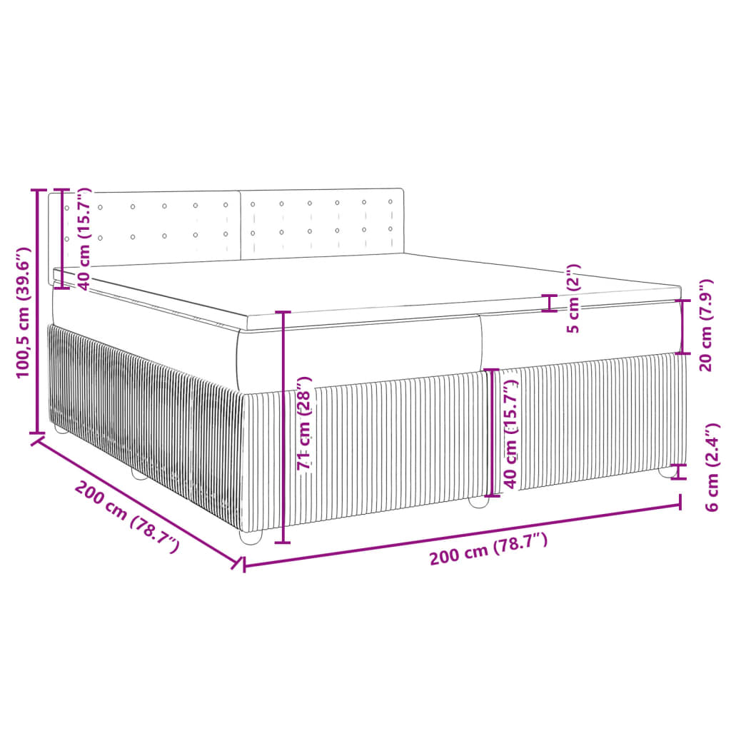 vidaXL Box spring postelja z vzmetnico temno rjav 200x200 cm blago