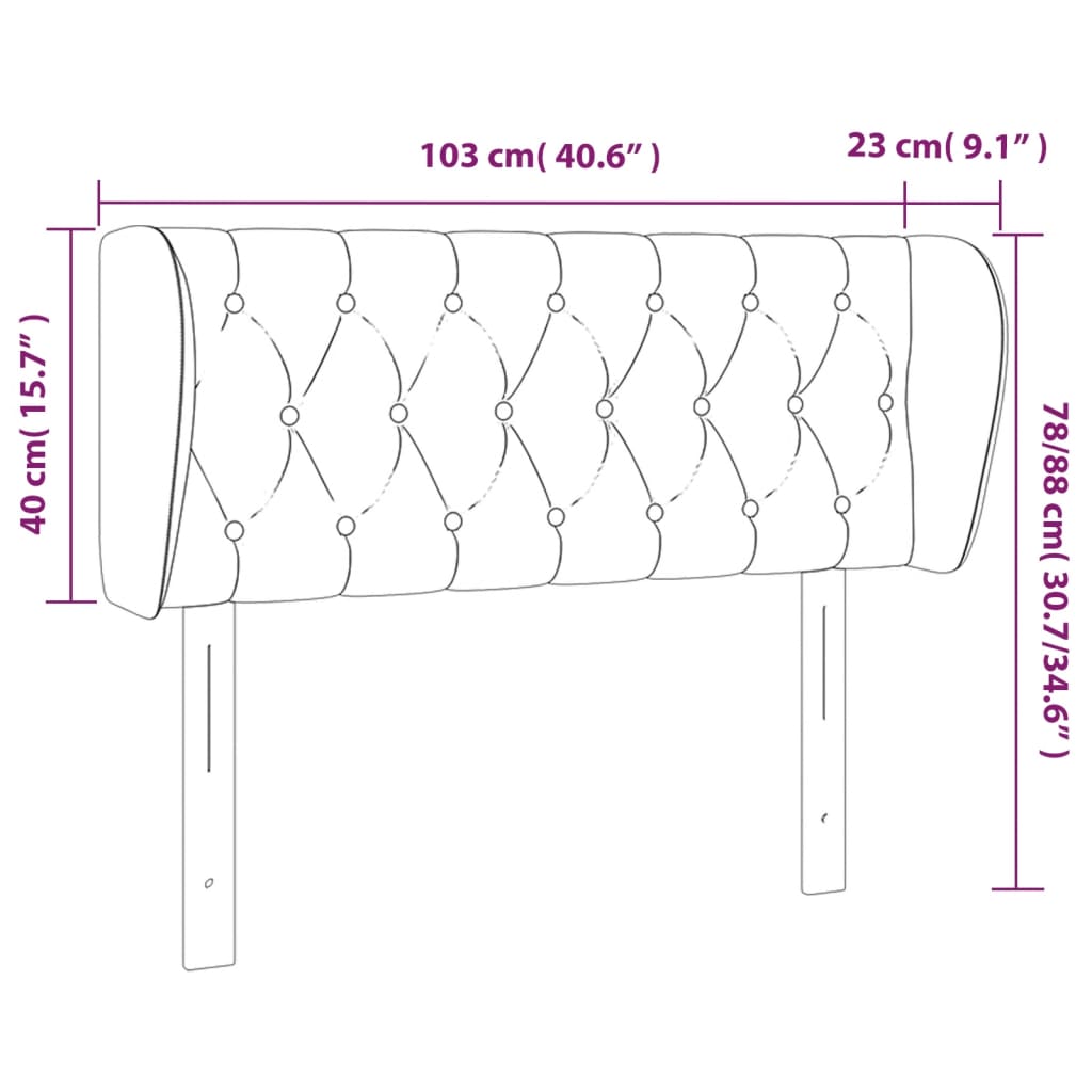 vidaXL Vzglavje z ušesi temno sivo 103x23x78/88 cm žamet