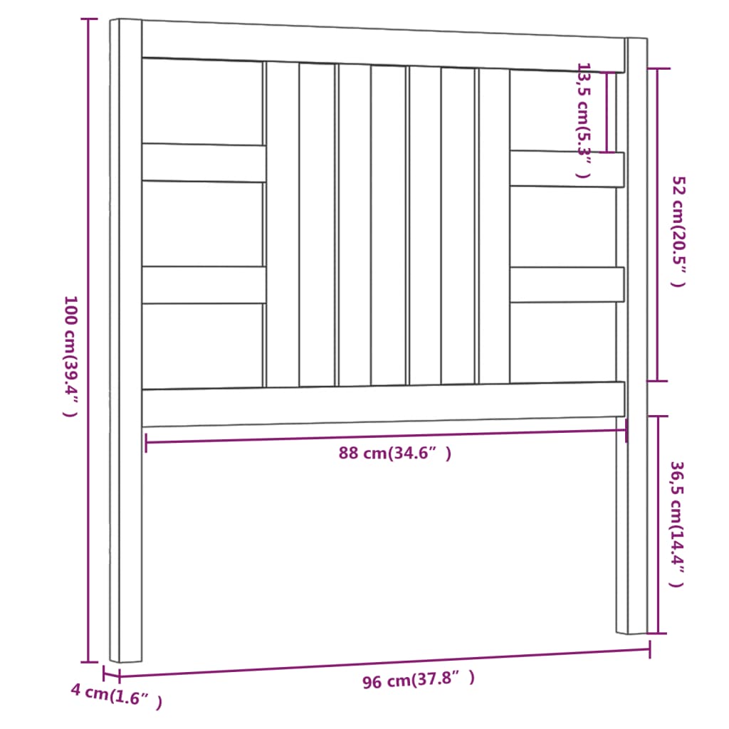 vidaXL Posteljno vzglavje belo 96x4x100 cm trdna borovina