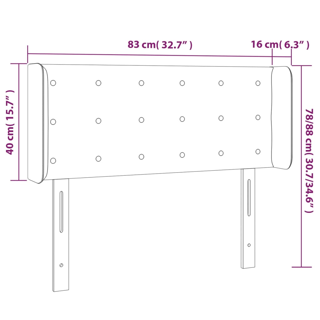 vidaXL LED posteljno vzglavje kapučino 83x16x78/88 cm umetno usnje