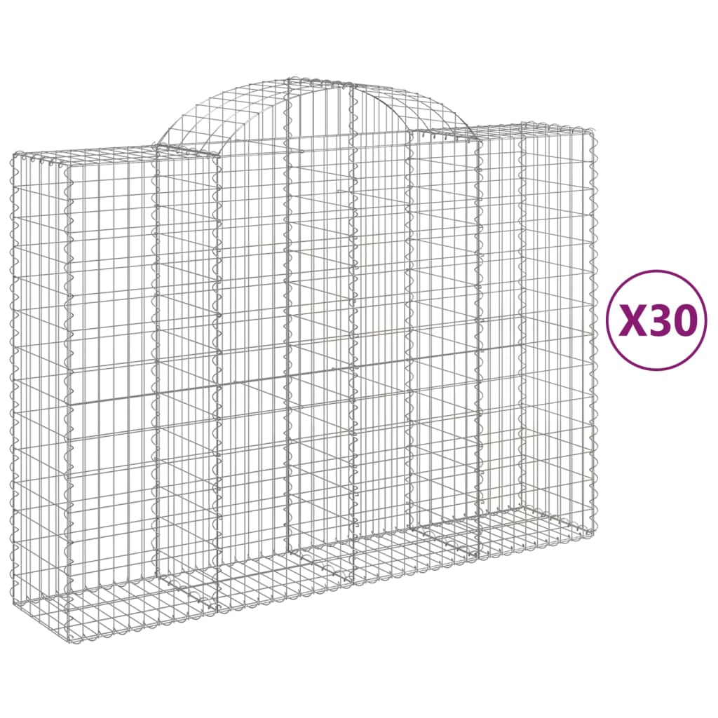 vidaXL Obokane gabion košare 30 kos 200x50x140/160 cm pocinkano železo