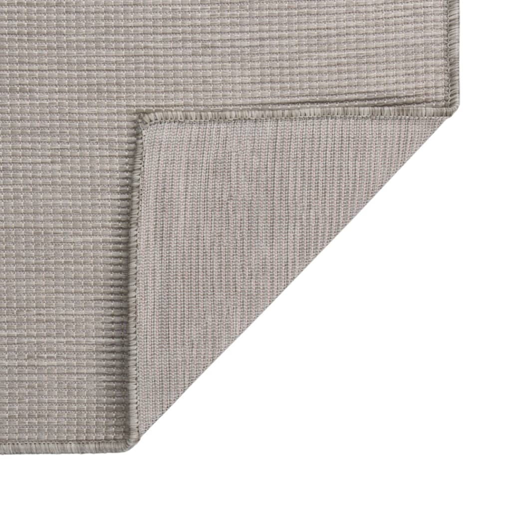 vidaXL Zunanja preproga ploščato tkanje 140x200 cm taupe
