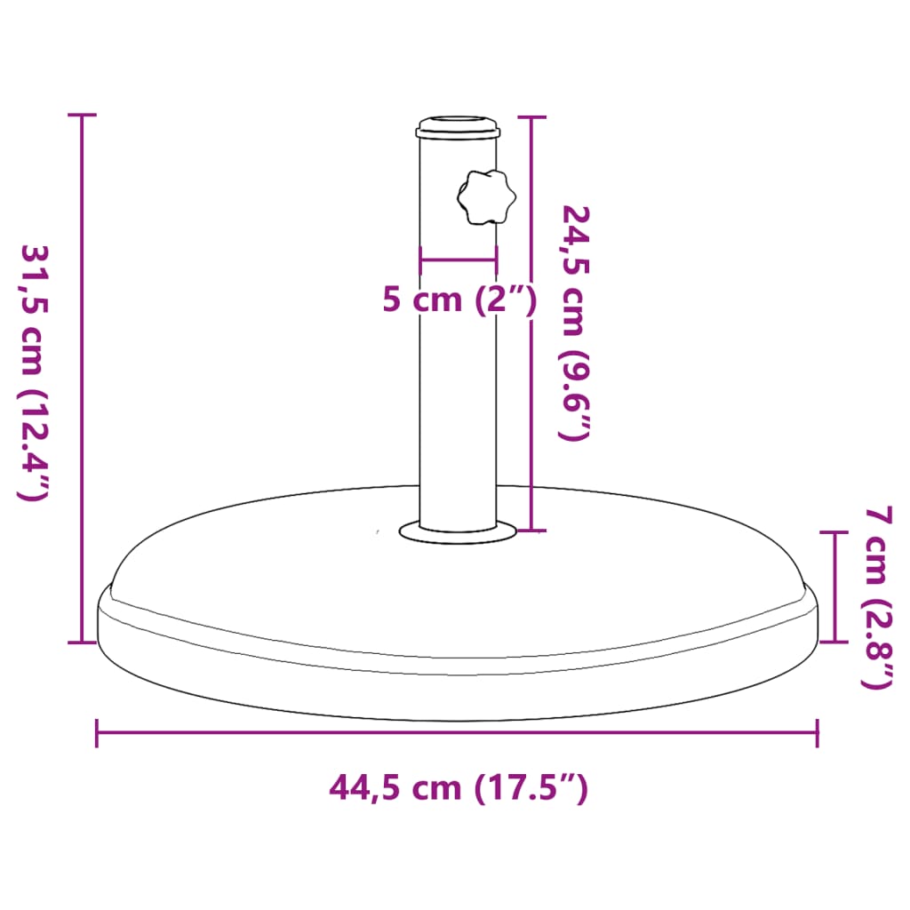 vidaXL Podstavek za senčnik velikost palice Ø32/35/38 mm 15 kg okrogel