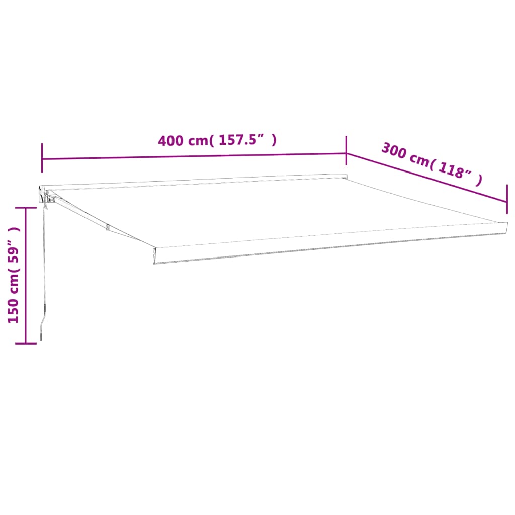 vidaXL Zložljiva tenda rumena in bela 4x3 m blago in aluminij