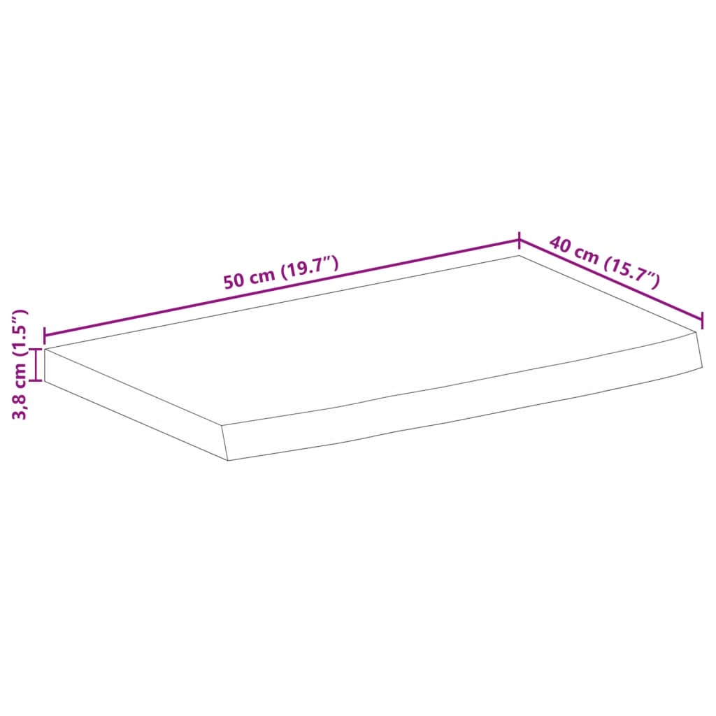 vidaXL Mizna plošča z naravnim robom 50x40x3,8 cm trden mangov les