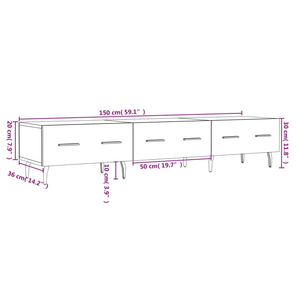 vidaXL TV omarica betonsko siva 150x36x30 cm inženirski les