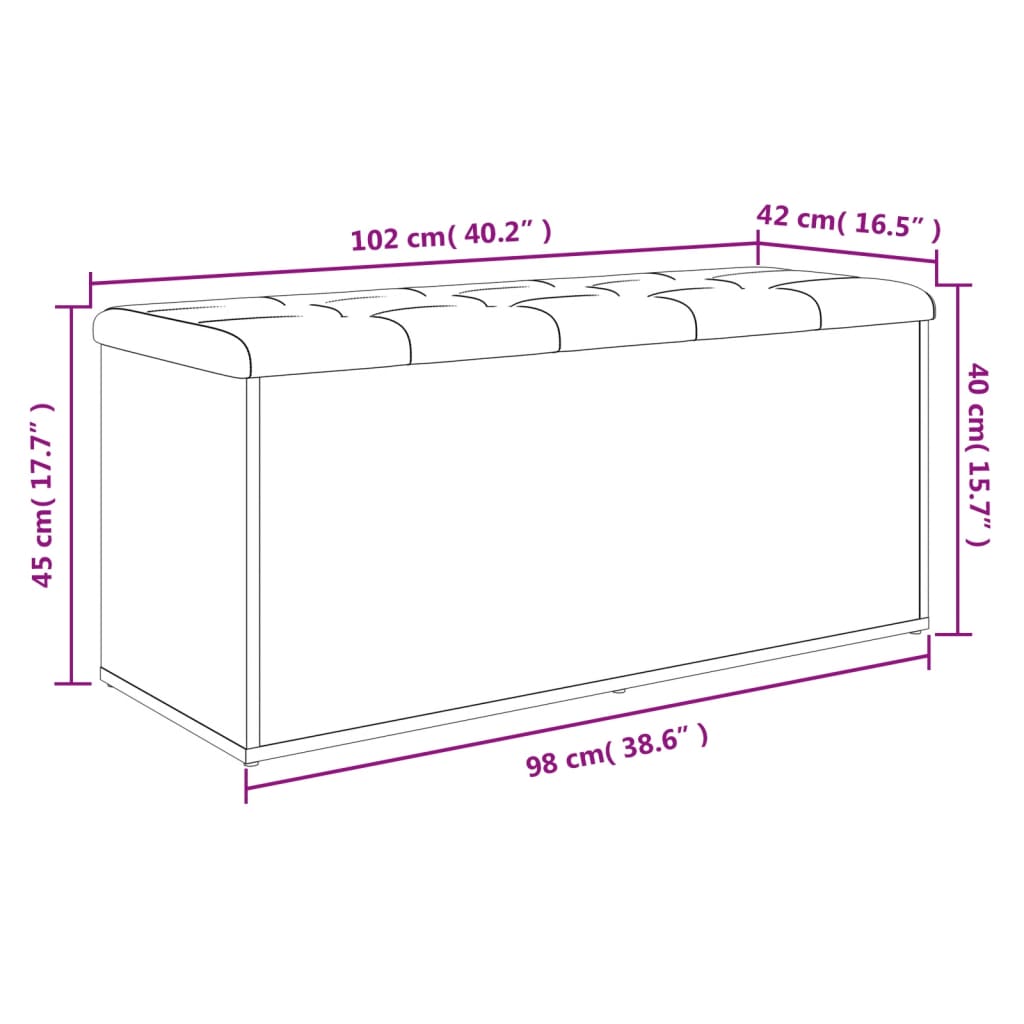 vidaXL Klop za shranjevanje sonoma hrast 102x42x45 cm inženirski les