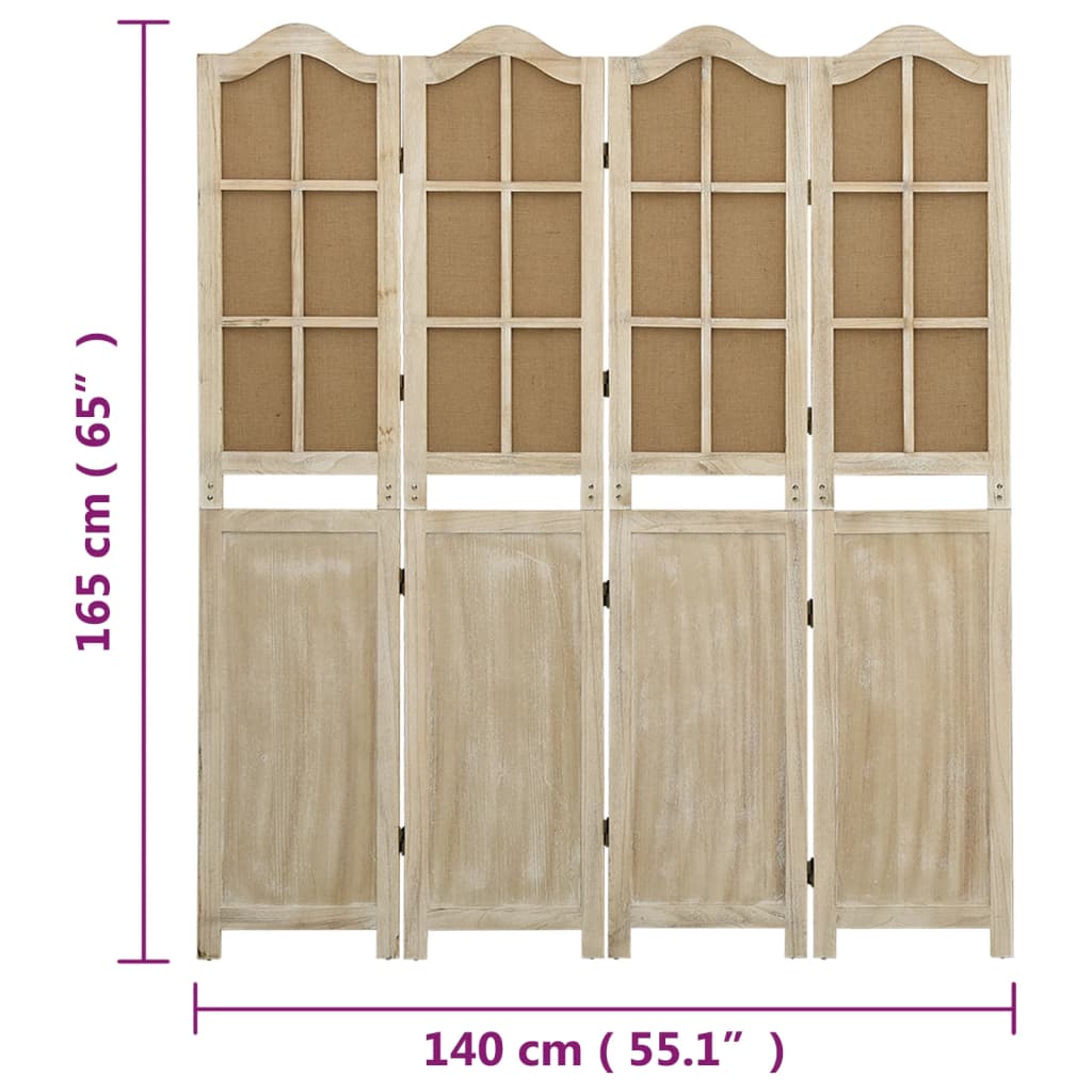 vidaXL Paravan 4-delni rjav 140x165 cm blago