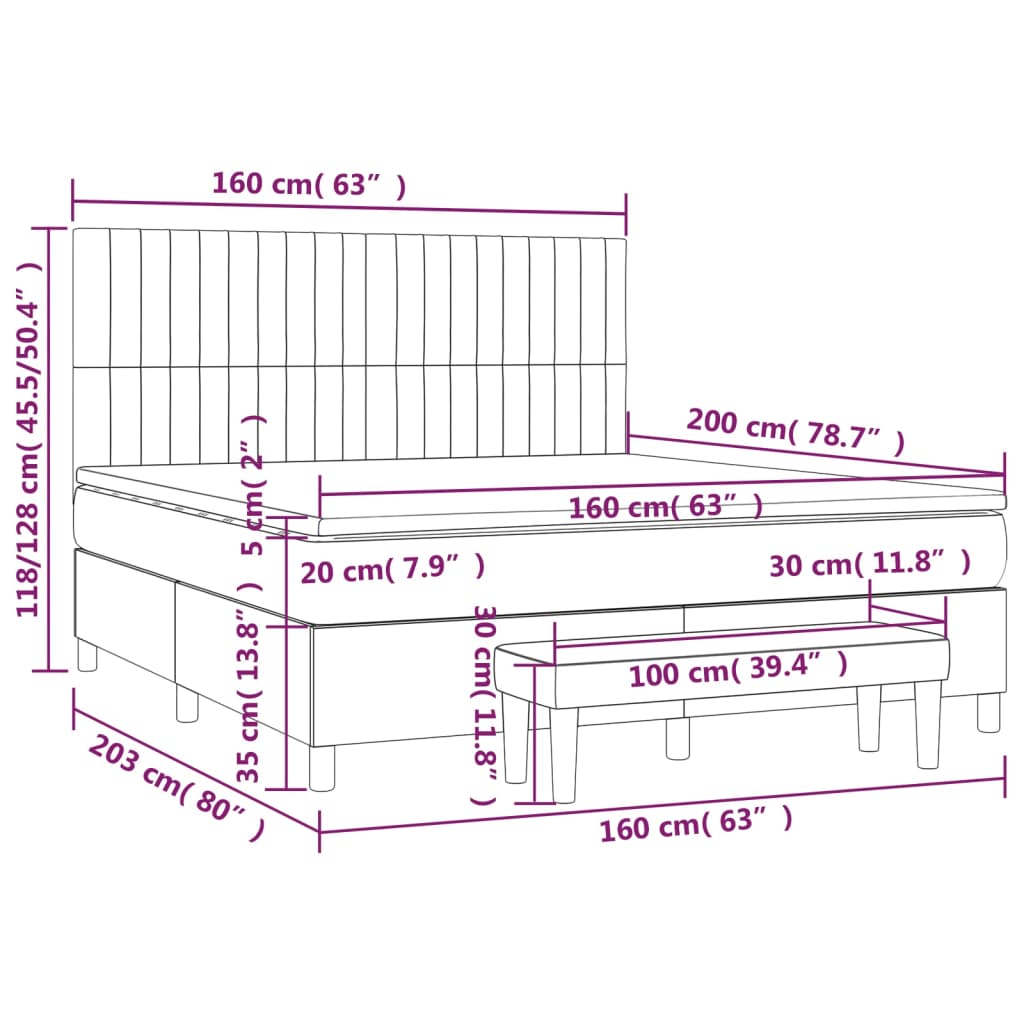 vidaXL Box spring postelja z vzmetnico roza 160x200 cm žamet