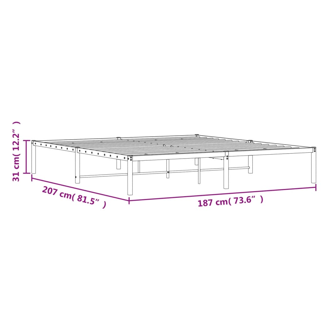 vidaXL Kovinski posteljni okvir bel 180x200 cm