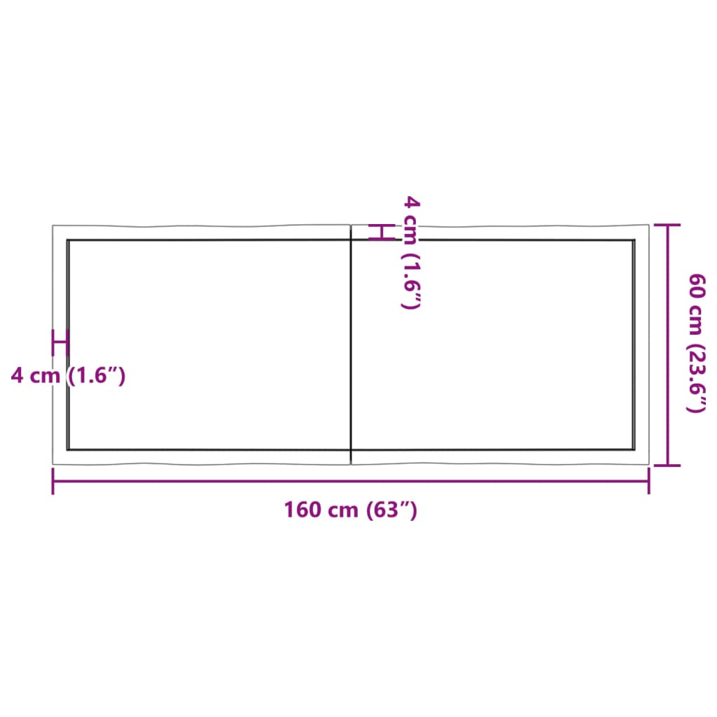 vidaXL Mizna plošča te. rjava 160x60x(2-6)cm obdelana trdna hrastovina