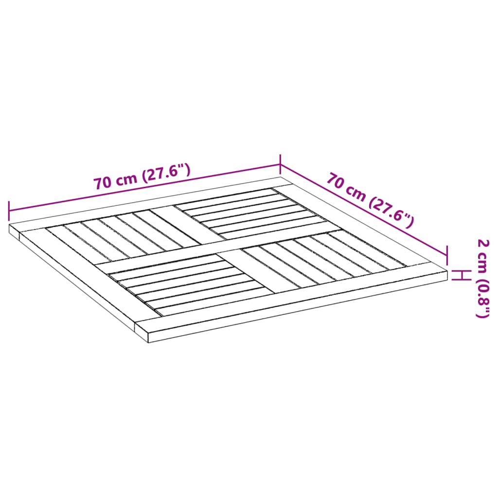 vidaXL Mizna plošča 70x70x2 cm kvadratna trdna bukovina