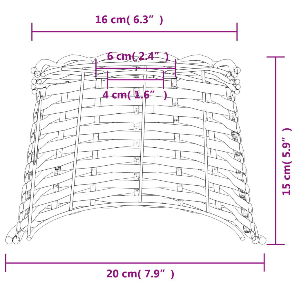 vidaXL Senčilo za stropno svetilko belo Ø20x15 cm pleteno