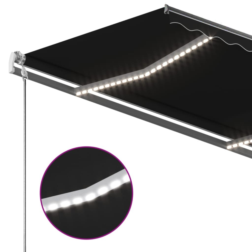 vidaXL Ročno zložljiva tenda z LED lučkami 350x250 cm antracitna