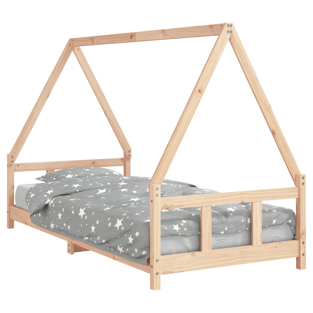vidaXL Otroški posteljni okvir 90x200 cm trdna borovina