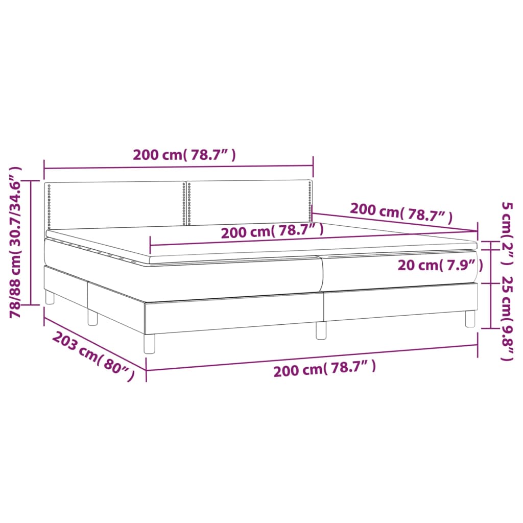 vidaXL Box spring postelja z vzmetnico siva 200x200 cm umetno usnje