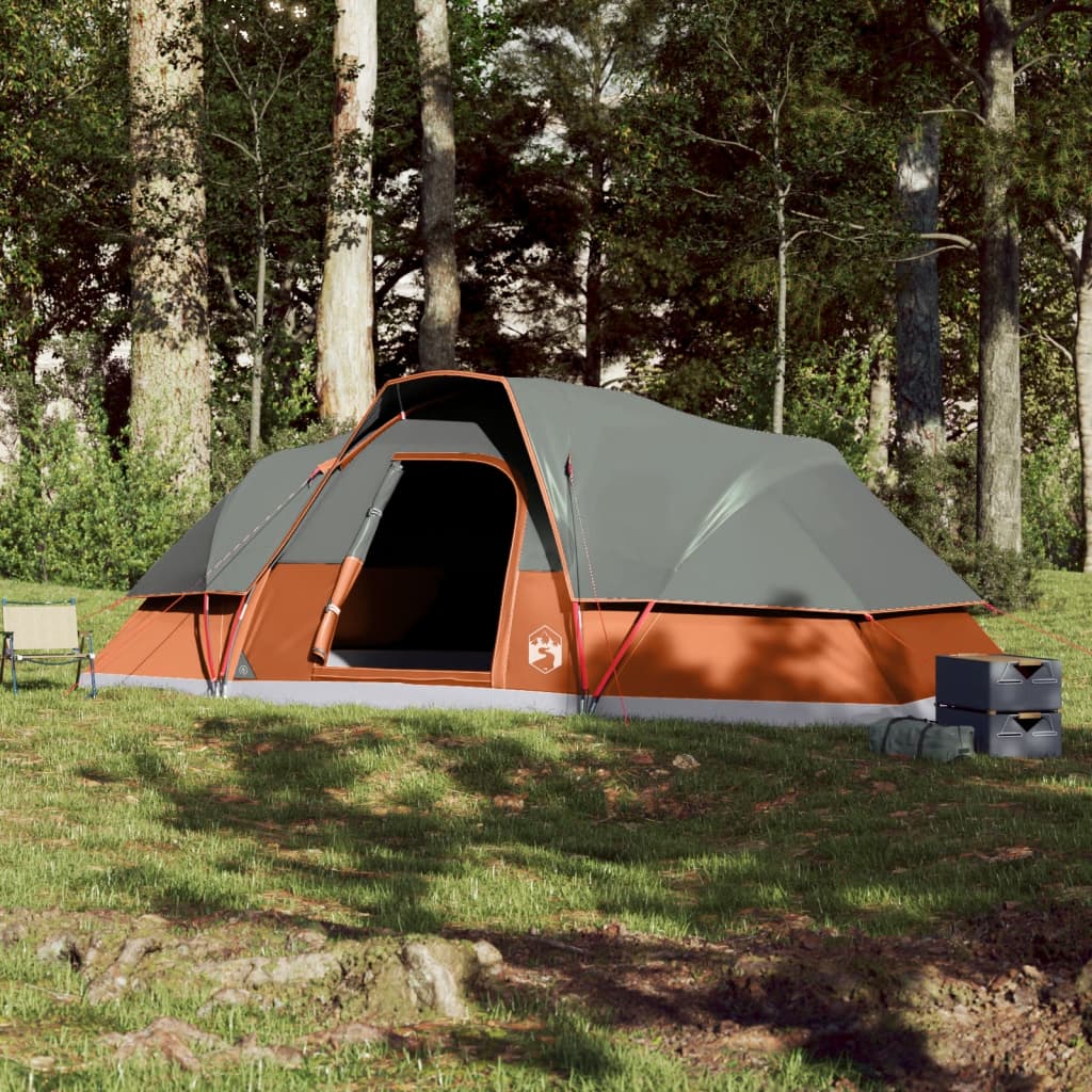 vidaXL Družinski šotor za 9 oseb oranžen vodoodporen