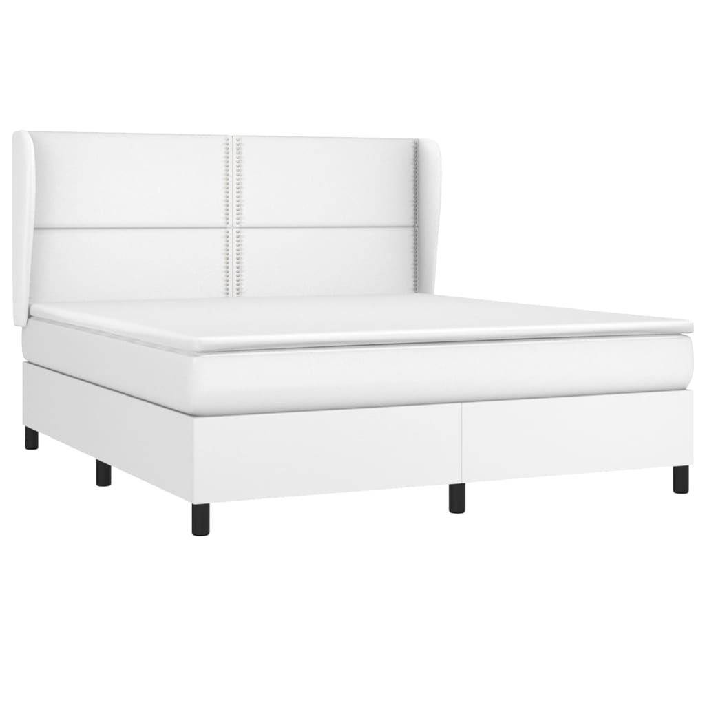 vidaXL Box spring postelja z vzmetnico bel 160x200 cm umetno usnje