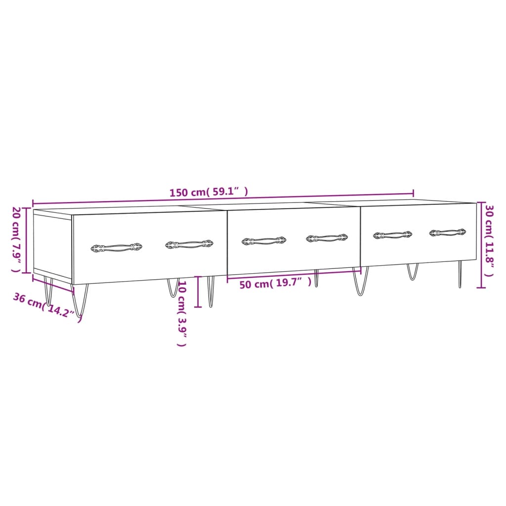 vidaXL TV omarica črna 150x36x30 cm inženirski les