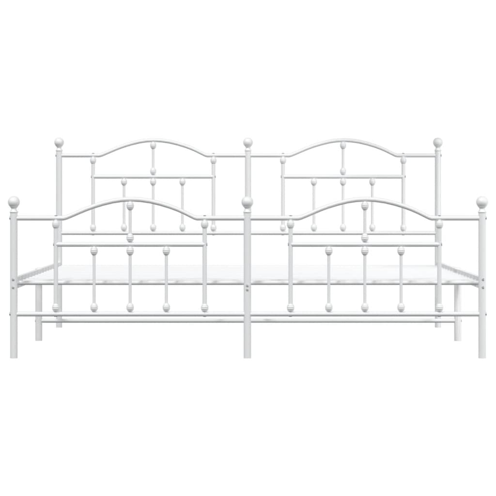 vidaXL Kovinski posteljni okvir z vzglavjem in vznožjem bel 200x200 cm