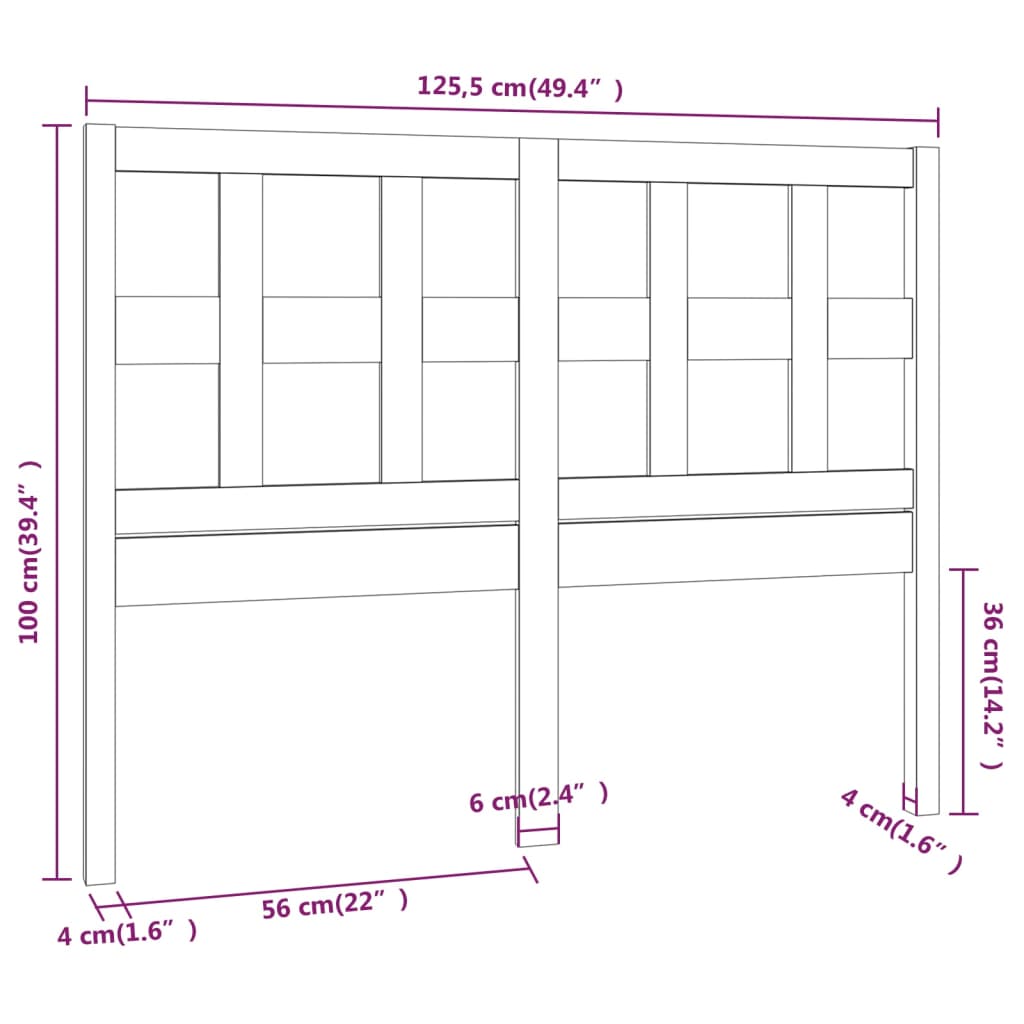 vidaXL Posteljno vzglavje belo 125,5x4x100 cm trdna borovina