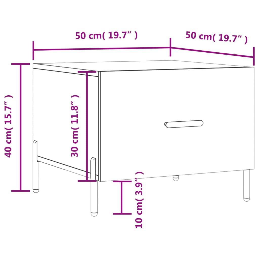 vidaXL Klubska mizica siva sonoma 50x50x40 cm inženirski les