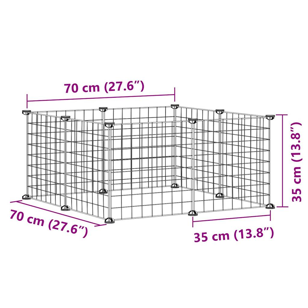 vidaXL Ograda za hišne ljubljenčke z 8 paneli črna 35x35 cm jeklo