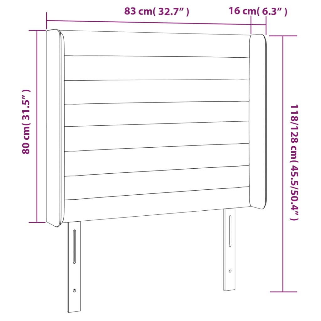 vidaXL Vzglavje z ušesi krem 83x16x118/128 cm blago