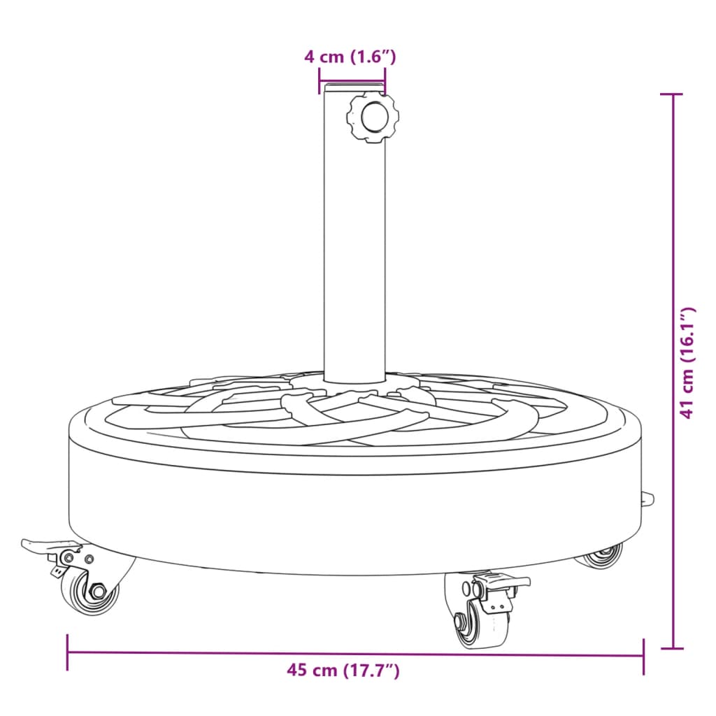 vidaXL Podstavek za senčnik s kolesi za drog Ø38/48 mm 27 kg okrogel