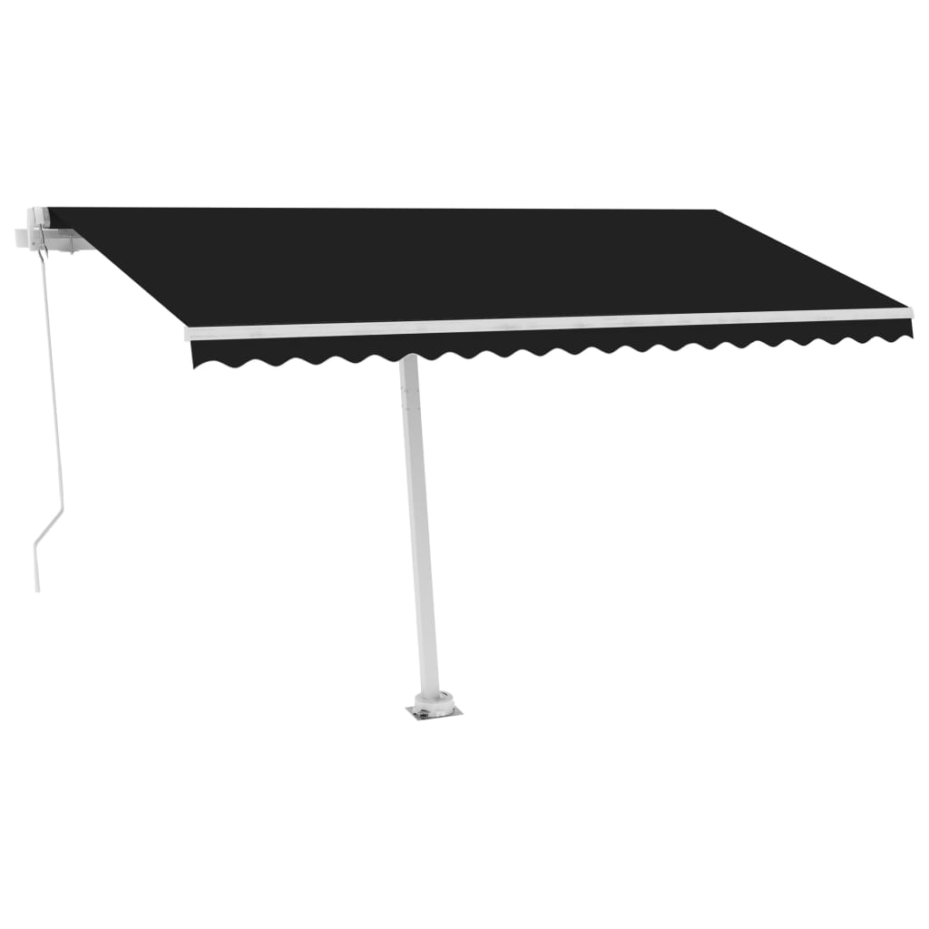 vidaXL Ročno zložljiva tenda z LED lučmi 450x300 cm antracitna