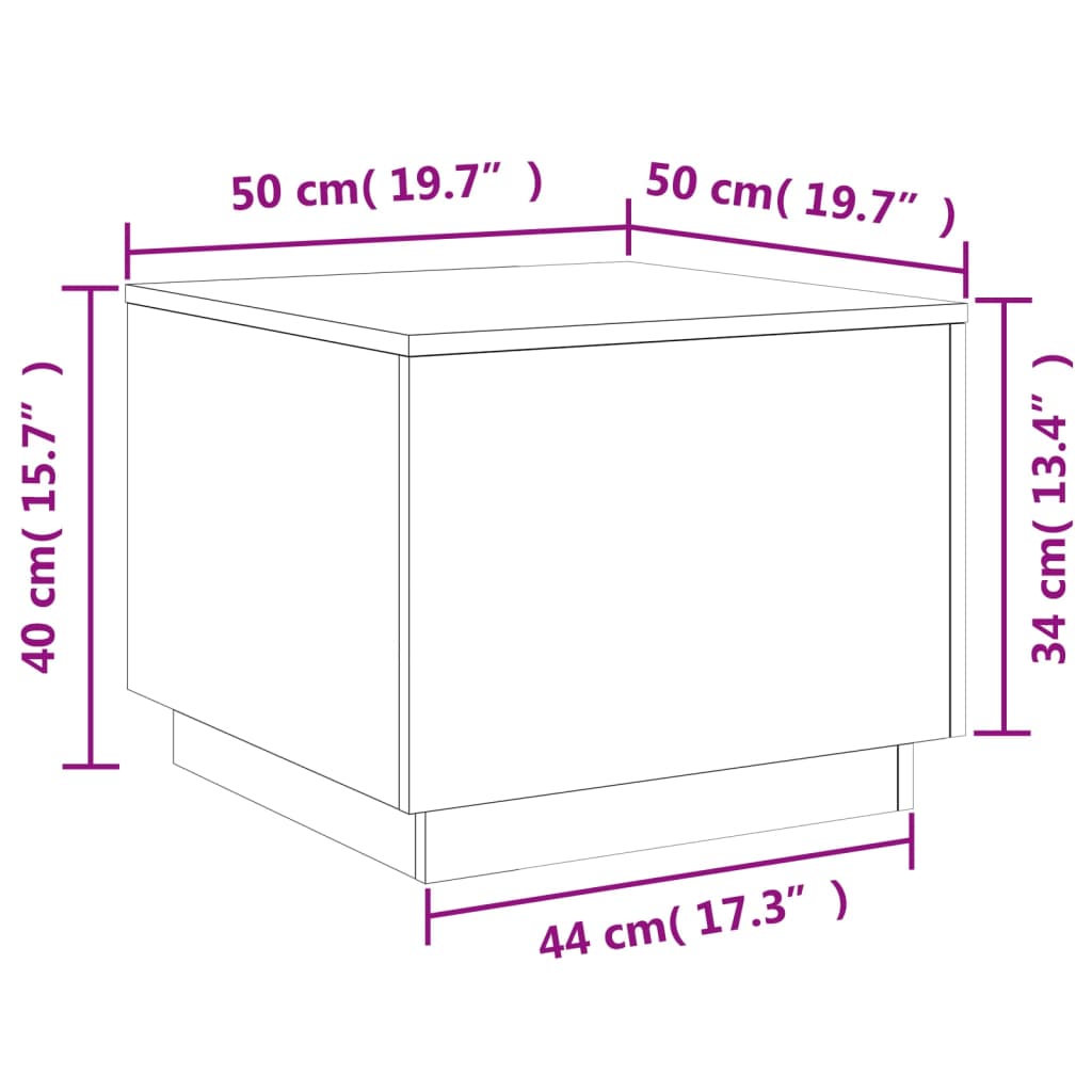 vidaXL Klubska mizica z LED lučkami rjavi hrast 50x50x40 cm