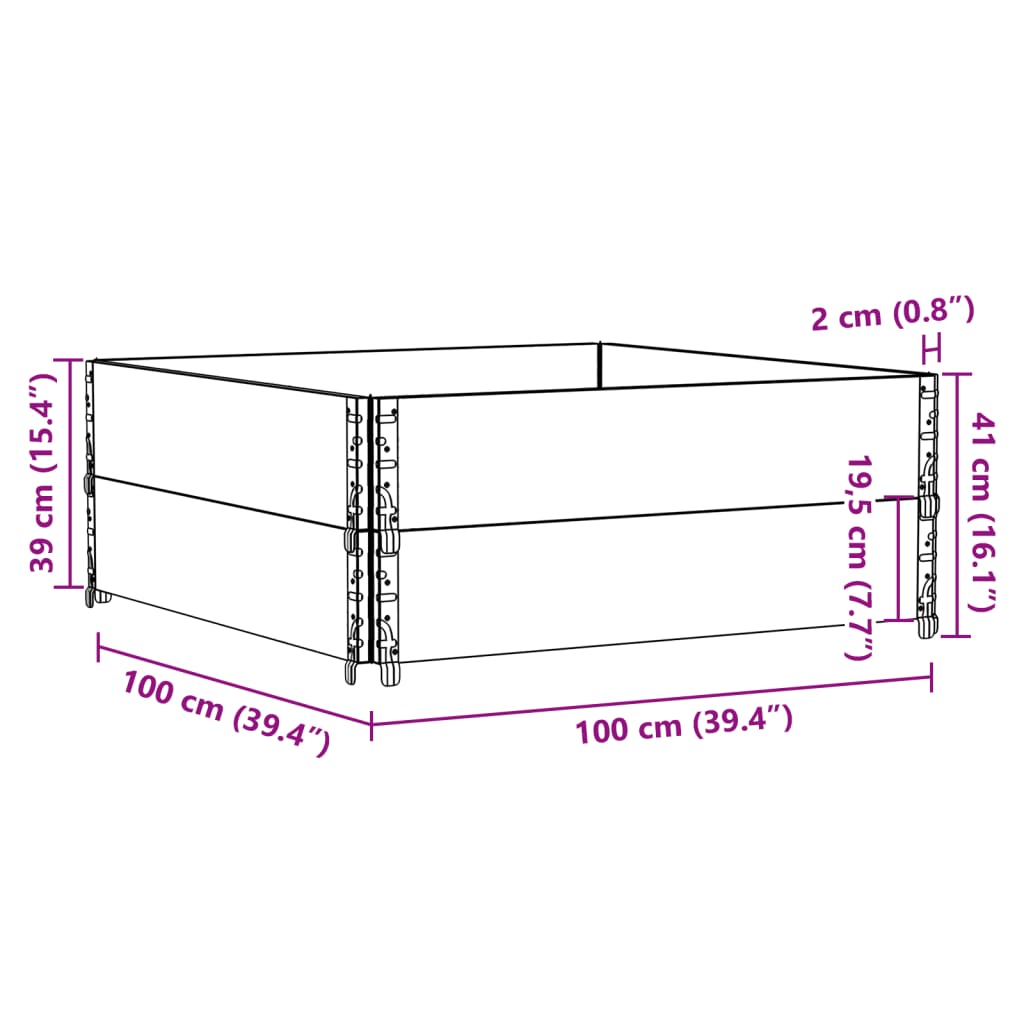 vidaXL Paletni okvirji 2 kosa črni 100x100 cm trdna borovina