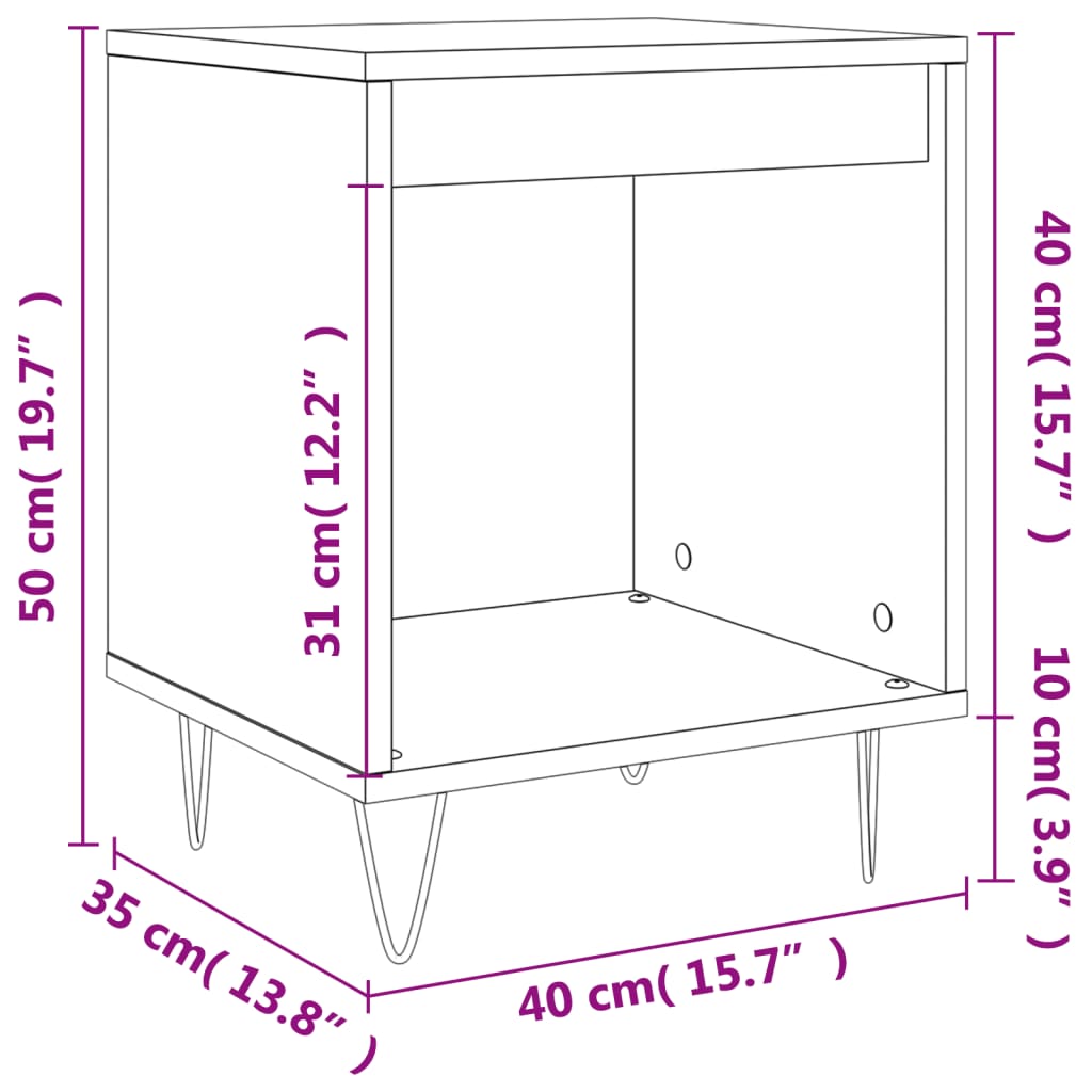 vidaXL Nočna omarica 2 kosa sonoma hrast 40x35x50 cm inženirski les