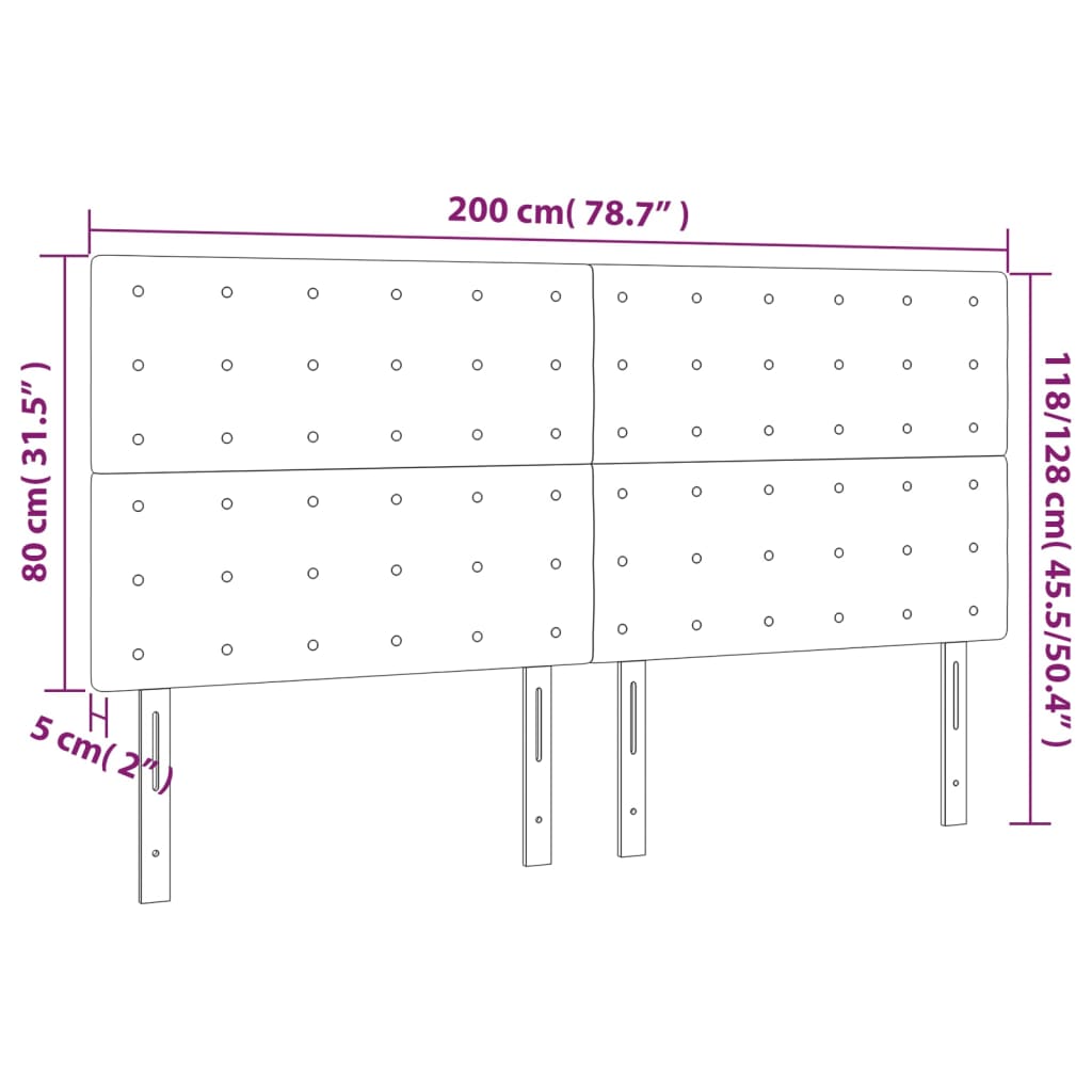 vidaXL Posteljno vzglavje 4 kosa bel 100x5x78/88 cm umetno usnje